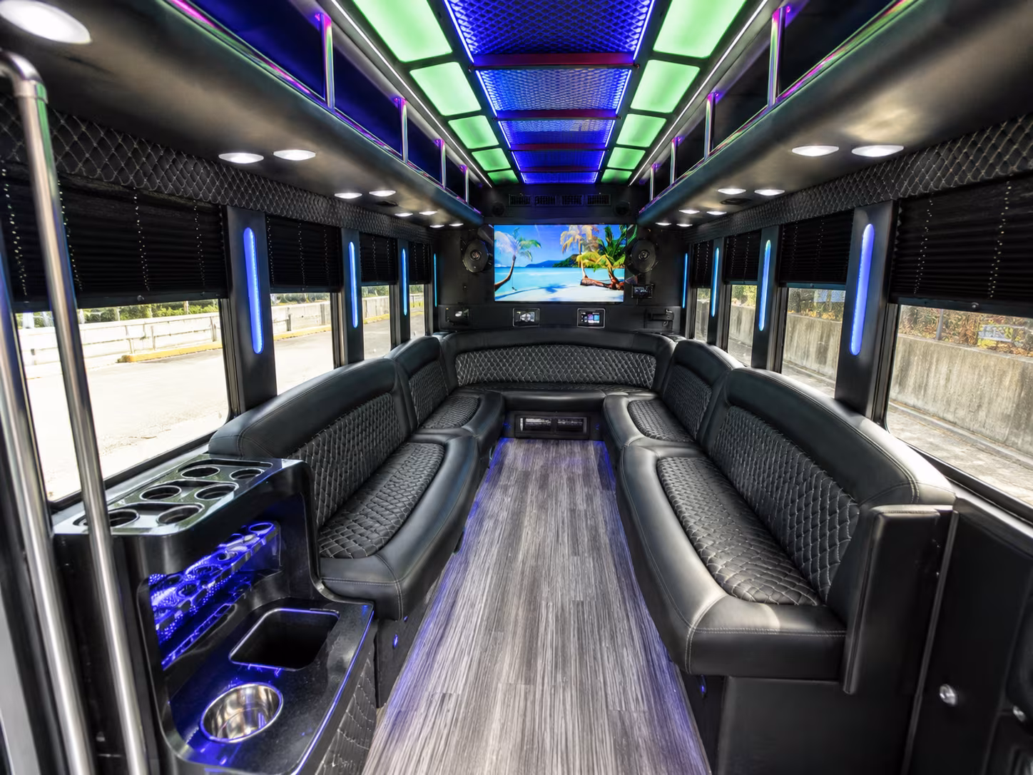owensboro 18 passenger party bus inside